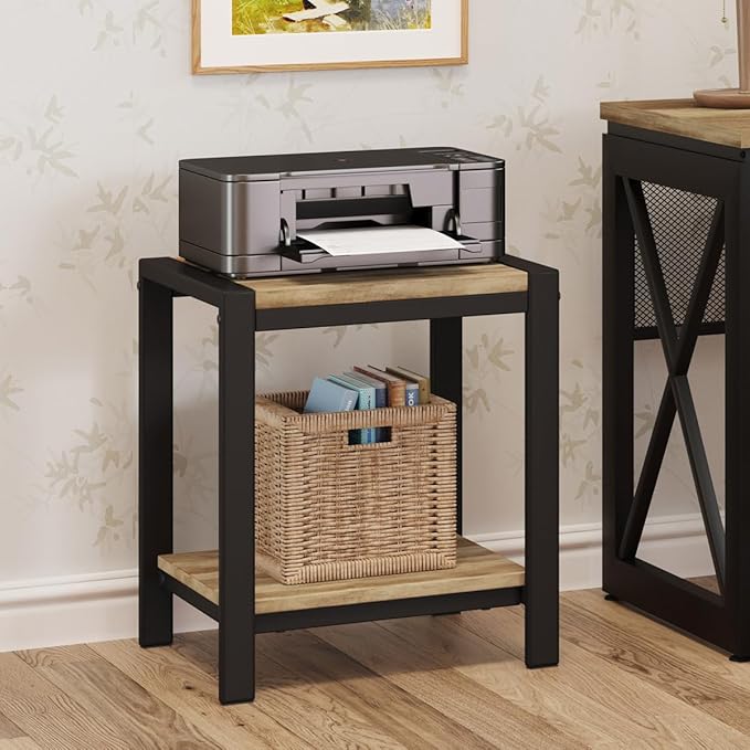 BON AUGURE End Table Set of 2, Small Side Table for Living Room, Night Stand, Bedside Tables with 2-Tier Storage Shelves for Bedroom, Small Spaces (Vintage Oak)