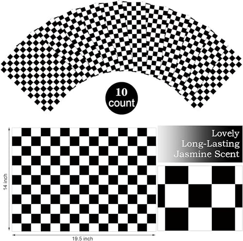 10 Sheets Drawer Liners for Dresser Scented Drawer Liners Non Adhesive Scented Paper for Fragrant Home Shelf Closet (Linen,Checkered Pattern)