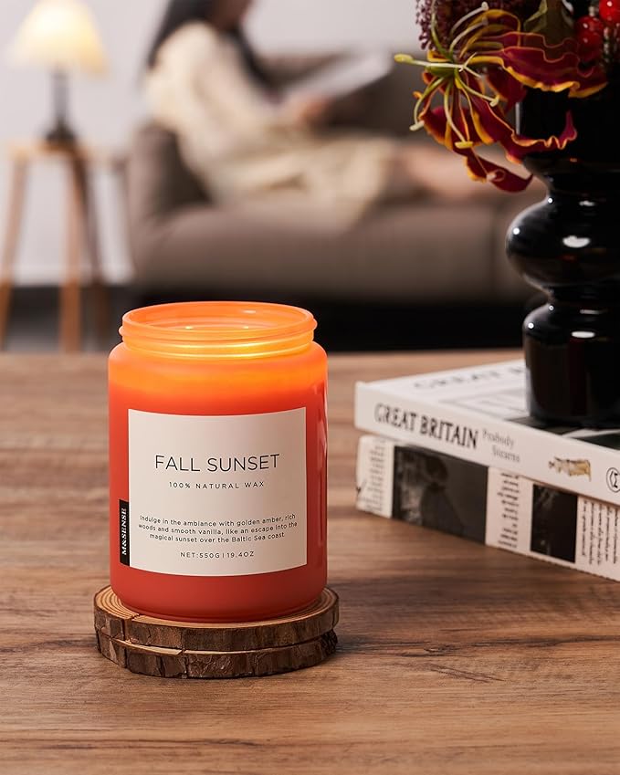 M&SENSE Amber Santal Soy Candles, Scented Candle 110 Hours Long Lasting Clean Burn Large Candle for Home Natural Organic Aromatherapy Relaxing Candle Birthday Holiday Gifts for Women Men