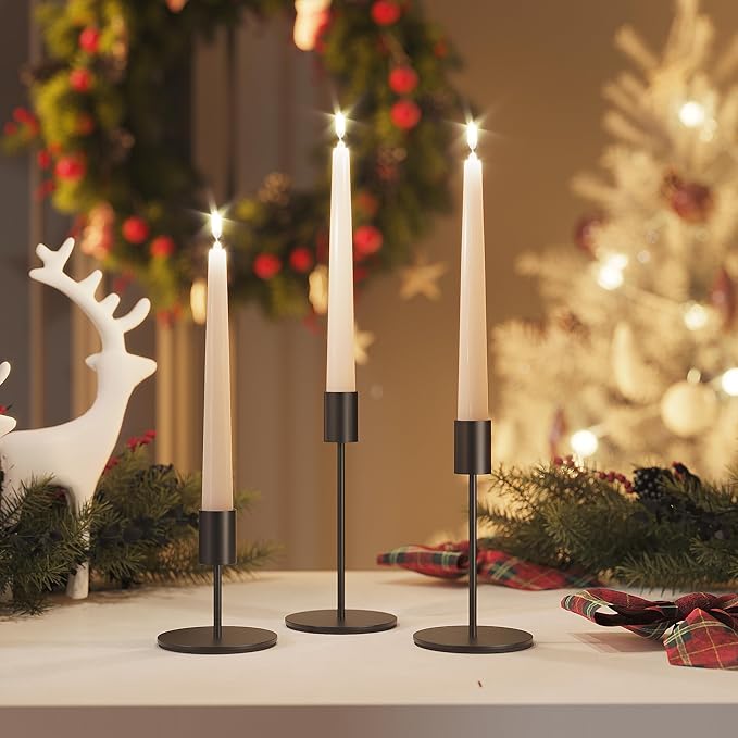 Set of 12 Black Taper Candle Holders Bulk Candlestick Holders, Decor Candle Stick Candle Holder for Table or Mantel Centerpiece, Wedding, Dinning, Party Home Decor