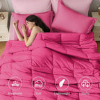 JOLLYVOGUE King Comforter Set, Ultra-Soft Bed in a Bag King Size 7 Pieces, Oeko-TEX Certified Bedding Set with Down Alternative Comforter, Sheets, Pillowcases & Shams, Hot Pink & Baby Pink