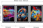 Novatique 3Pcs Cool Gaming Wall Art Graffiti Gamepad Headphone Canvas Prints Colorful Video Gamer Watercolor Posters for Boy Room,12" x 16" x 3Pcs