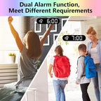 Projection Alarm Clock for Bedroom Ceiling, 180° Rotatable Projector 7.4” Mirror RGB Digital LED Display 12/24H, 5 Level Brightness Dimmer, Dual Alarm Clock (White)