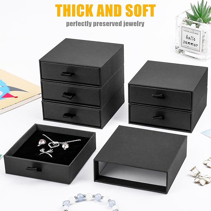 Jewelry Gift Boxes, 20 Pack 3.5×3.5x1Inch Cardboard Jewelry Boxes, Bulk Small Jewelry Boxes with Lids for Necklace Ring Earring Display Box (Black)