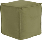 Howard Elliott Square Pouf Ottoman Foot Rest With Cover, Round Stuffed Filled Foot Stool, Fluffy Compact & Comfortable Soft Seating for Living Room & Bedroom, 20 x 20 x 18 Inch, Bella Moss
