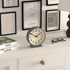 NEWGATE® Theatre Mantel Clock | Modern Classic Round Design | Asparagus Green | Contemporary Style for Desk, Table, Shelf or Bedside