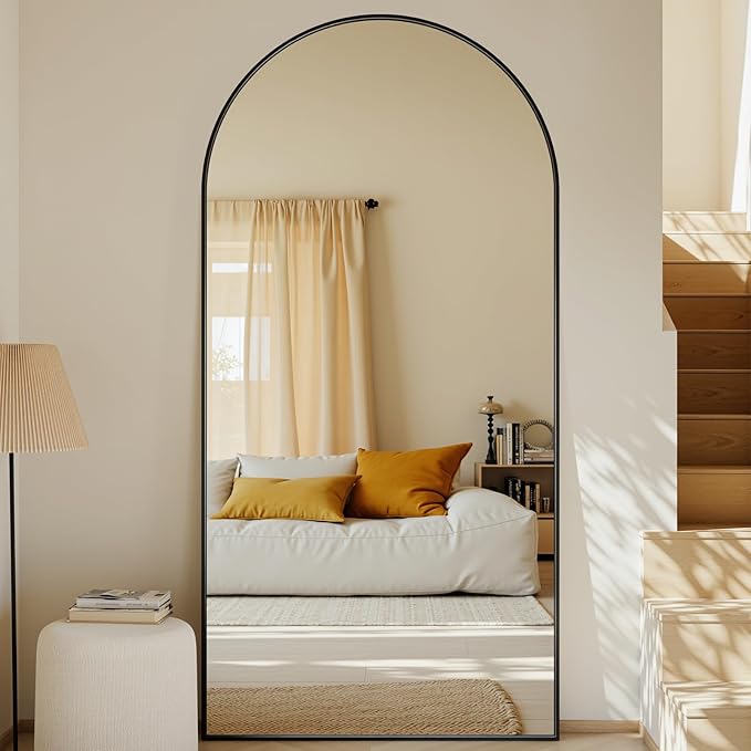Suidia Arched Full Length Mirror, 78"x38" Floor Mirror Freestanding, Floor Standing Full Body Mirror with Stand for Bedroom, Hanging Leaning Mounted for Living Room Cloakroom, Black
