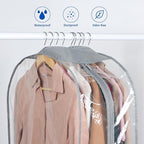 Zilink Breathable Garment Bags for Fur Coat 43” Suit Bags for Closet Storage Clear Leather Jacket Covers for Hanging Clothes with 10" Gussted Wrinkle Free for Leather Jacket, Fur Coat, Dress, Set of 4