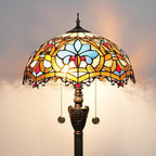 Tiffany Floor Lamp Stained Glass Floor Light Bright Lighting Rustic Standing Lamp Vintage Unique Bronze Reading Corner Lamp for Home Decor Living Room Bedroom 16X16X64 Inches