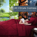 HEVUMYI Red Cali-King Comforter Set - 7-Piece All Season Bed in a Bag Cali-King, Ultra Soft Bedding Set with Comforter, Flat Sheet, Fitted Sheet, Pillowcases, Pillow Shams