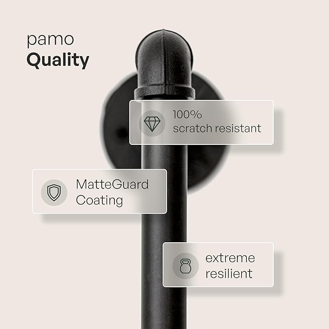 pamo Industrial Pipe Clothing Rack with Shelf - 660 lbs Capacity - Clamping Clothes Rack and Walk In Closet with Oak Shelf for Wardrobe