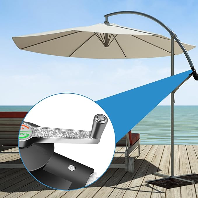 Patio Umbrella Parts - Cantilever Umbrella Stand with Adjustable Rocking Handle, Suitable for Courtyard and Garden