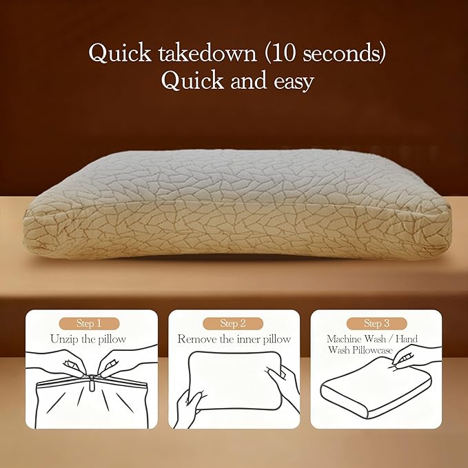 Memory Foam Pillows for Sleeping Adjustable Breathable Bed Pillow for Side, Back, and Stomach Sleepers Washable Pillow Cover Stardust King Size 18x34IN