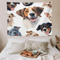 VUMIVI Cartoon Dog Tapestry Black & White Pet Dog Heads Cute Illustration Modern Creative Design Tapestry Wall Hanging for Living Room Bedroom Dorm Classroom Aesthetic Decor W80xL60in