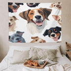 VUMIVI Cartoon Dog Tapestry Black & White Pet Dog Heads Cute Illustration Modern Creative Design Tapestry Wall Hanging for Living Room Bedroom Dorm Classroom Aesthetic Decor W80xL60in