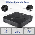Giantex 375 lbs Cantilever Umbrella Base, Sand & Water Fillable HDPE Patio Offset Umbrella Stand with 4 Rollers, Built-in Cross Base, for 8–12 ft Umbrellas