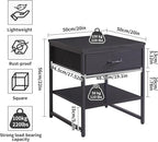 Adjustable Side Table with Drawers, Refrigerator Table,Square Coffee Table, Large Printer Stand, End Table Black YD-TM156B