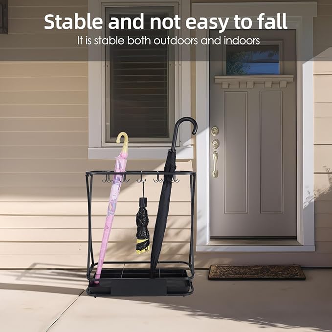 Umbrella Stand Rack with 18 slots Umbrella Holder for Entryway Umbrella Holder with Removable Drip Tray,Black Large