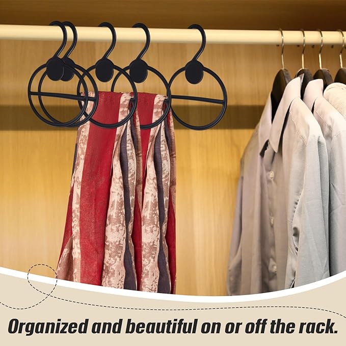 100 Pcs Scarf Hanger Plastic Holder Organizer Space Saving Scarf Organizer Clothes Hanger for Scarves Headscarves Clothing Sorting Storing (Black)