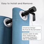 Curtain Rods for Windows 16 to 144 Inches Adjustable Length 1 Inch Diameter Window Curtain Rod with Aluminium Finials, Black