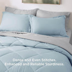 Bedsure Twin Comforter Set - 5 Pieces Reversible Sky Blue Bedding, Twin Size Bed Set for All Seasons, Bed in a Bag with Down Alternative Comforter, Sheets, Pillowcase & Sham