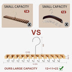 Belt Hanger for Closet Max 42 Belts, 2-in-1 Wall Mount Belt Organizer with 360° Rotating Hooks, Wooden Tie and Belt Rack for Closet Accessories Organizers and Storage, 12+11 Storage