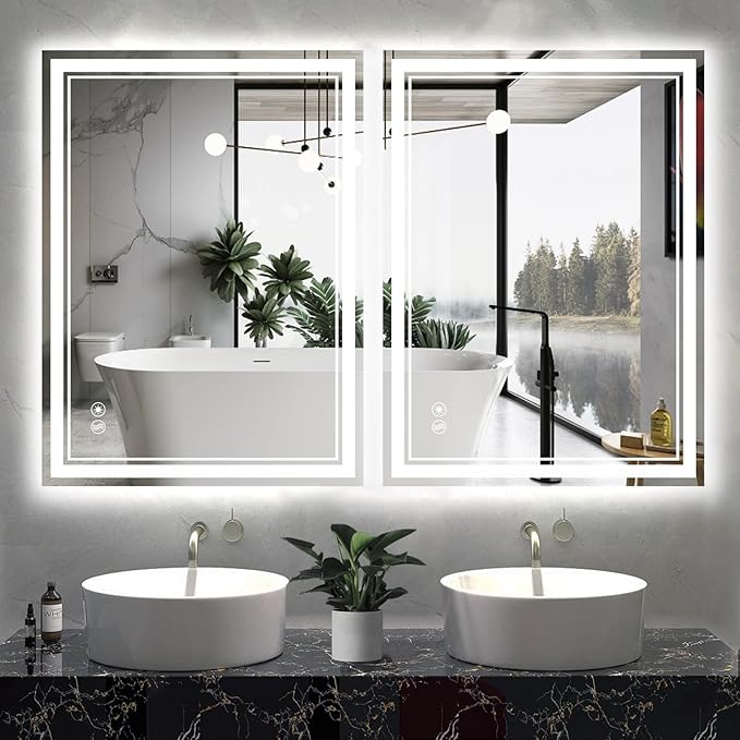 2 Pack 24“ x 32” LED Bathroom Mirror Fogless LED Mirror for Bathroom Dimmable 3 Colors Bathroom Mirror with Lights Smart Mirror Memory Function Wall Mounted Horizontal/Vertical