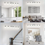 Modern Brushed Nickel 6 Light Bathroom Light Fixtures,38 inch Vanity Lights for Bathroom with Clear Glass, Vanity Light for Mirror Kitchen Living Room Hallway Cabinet Porch