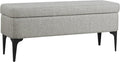 HomePop Upholstered Storage Bench with Metal Leg, 42" W, Cool Gray Woven