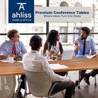 Sturdy Conference Table with Cable Management Grommets Modern Rectangle Office Meeting Table with Wood Tabletop and Metal Frame & Legs- Easy Assembly Boardroom Table (Natural, 8 Foot)