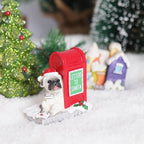 NINIPAPA Christmas Village Accessories Santa's Mailbox Villages Sets for Christmas Decoration Cute Resin Christmas Ornaments with Doggy Reading Letter