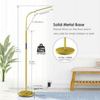 Dimunt LED Floor Lamp, Bright 15W Floor Lamps for Living Room with 1H Timer, Stepless Adjustable 3000K-6000K Colors & Brightness Standing Lamp with Remote & Touch Control Reading Floor Lamps-Golden
