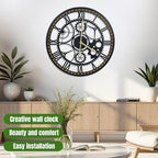 24 Inch Wall Clock, Gear Clock, Silent Non Ticking, Battery Operated Large Wall Clocks for Living Room Decor, Kitchen, Office (Vintage Industrial Steampunk)