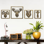JJALIGHTS Animal Heads Wall Decor (Includes Metal Frame) Resin Animals Sculptures Head Wall Hanging Decoration Imitation Copper vintage Wall Sculpture for Living Room Bedroom Office (Wolf)