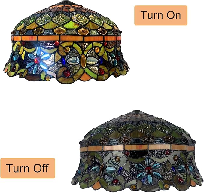 Tiffany Lamp Shade Replacement Only 16X9 Inch Stained Glass Banker Jeweled Lampshades 1 Pcs Hat Light Cover Accessories for Table Lamp Floor Lamp Desk Reading Lights Study Room Lights