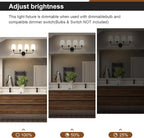 Kvhilw Bathroom Vanity Light, Matte Black Bathroom Light Fixtures, 4-Light Lighting Fixtures Over Miror, Modern Wall Sconce with Flared White Fabric Shade, E26 Socket(ETL Listed)