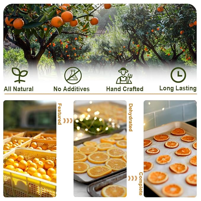 Fraunitsh Dried Orange Slices 5.3oz/150g, Dehydrated Orange Slices, Natural Dried Oranges for Cocktails Decor, No Sugar Added, No Additives