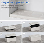 BRIAN & DANY 30 Inches Storage Ottoman Bench, Faux Leather Ottoman with Storage, Folding Bench Shoe, Foot Rest Stool, for Living Room, White
