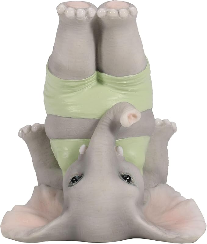 Veronese Design 3 1/2 Inch Yoga Elephant Headstand Pose Resin Figurine Hand Painted Animal Collectibles