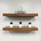 URBANDI, Rustic Floating Shelves, Set of 2, Hidden Bracket, Solid Wood, Heavy Duty, Wall Mounted Shelves, (Provincial, 48Wx10D)