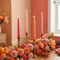 Nuanchu 4 Pcs 7.87 Inch Twisted Taper Candles Wax Unscented Smokeless Spiral Swirl Candlesticks for Wedding Holiday Dinner Party Home Decorations (Pink)