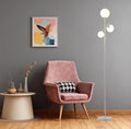Fiqevs White Mid Century Floor Lamp, Modern 3 Globe Standing Lamp with 3 LED Bulbs & Arcing Frosted Glass Shades, Boho Rustic Tall Tree Lamp for Living Room, Bedroom & Office