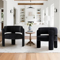 COLAMY Modern Accent Chair Set of 2, Velvet Accent Chairs, Upholstered Barrel Chairs with Solid Wood Legs, Comfy Side Chair for Living Room, Bedroom, Reading, Cozy Reading Chair,Black