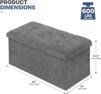 MoNiBloom 30 Inches Storage Ottoman Bench, Rectangle End of Bed Bench, Storage Padded Seat, Linen Fabric Ottoman Footrest for Living Room, Bedroom, Entryway, Dark Gray
