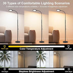Bright LED Eye-Friendly Floor Lamp with Remote and Touch Dimmer & Adjustable Color Temperature, Smart Gooseneck Standing Light for Living Room,Kids Bedroom, Home Office Desk,Library Study Reading