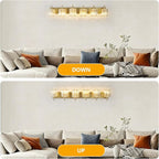 6-Lights Brushed Brass Bathroom Light Fixture Gold Vanity Lights Modern Crystal Bathroom Vanity Lighting Over Mirror Wall Sconce with K9 Crystal Shade E26 Base for Living Room, Bedroom Wall Lamp