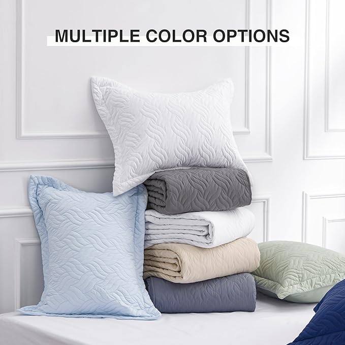 Love's cabin Quilts for Full Bed Bluish Grey Bedspreads Bedding Set - Lightweight Bedspread Comforter - Wave Pattern Bedding Coverlet for All Season - 3 Pieces (1 Quilt, 2 Pillow Shams)