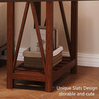 ChooChoo Farmhouse End Table, Narrow Side Table, Slim End Table with Storage Shelf for Small Spaces, Rustic Nightstand, for Living Room, Bedroom Walnut