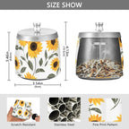 Cute Sunflowers White Print Ashtray with Lid, Outdoor Ashtrays for Patio, Stainless Steel Ashtray Odorless Smokeless for Home Office Balcony