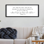 Surfapans Jeremiah 29 11 Scripture Wall Art 32"x12" Motivational Bible Verse For I Know The Plans I Have For You Sign Large Christian Home Blessing Religious Inspirational Quote Office Hanging (Black)
